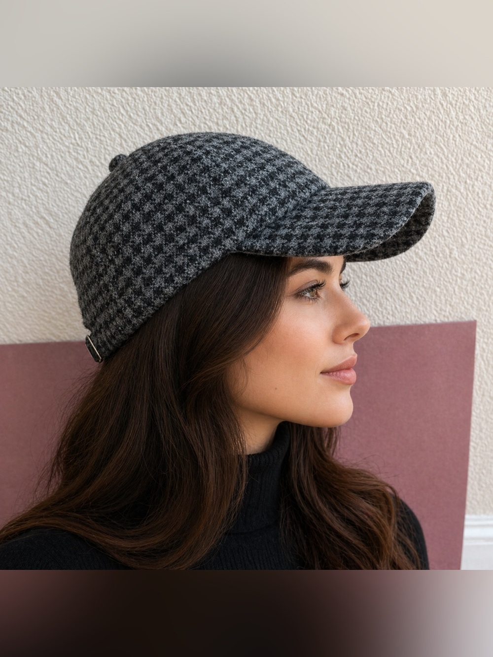 L.L. Bean Harris tweed Gray Houndstooth Wool-Blend Baseball Cap